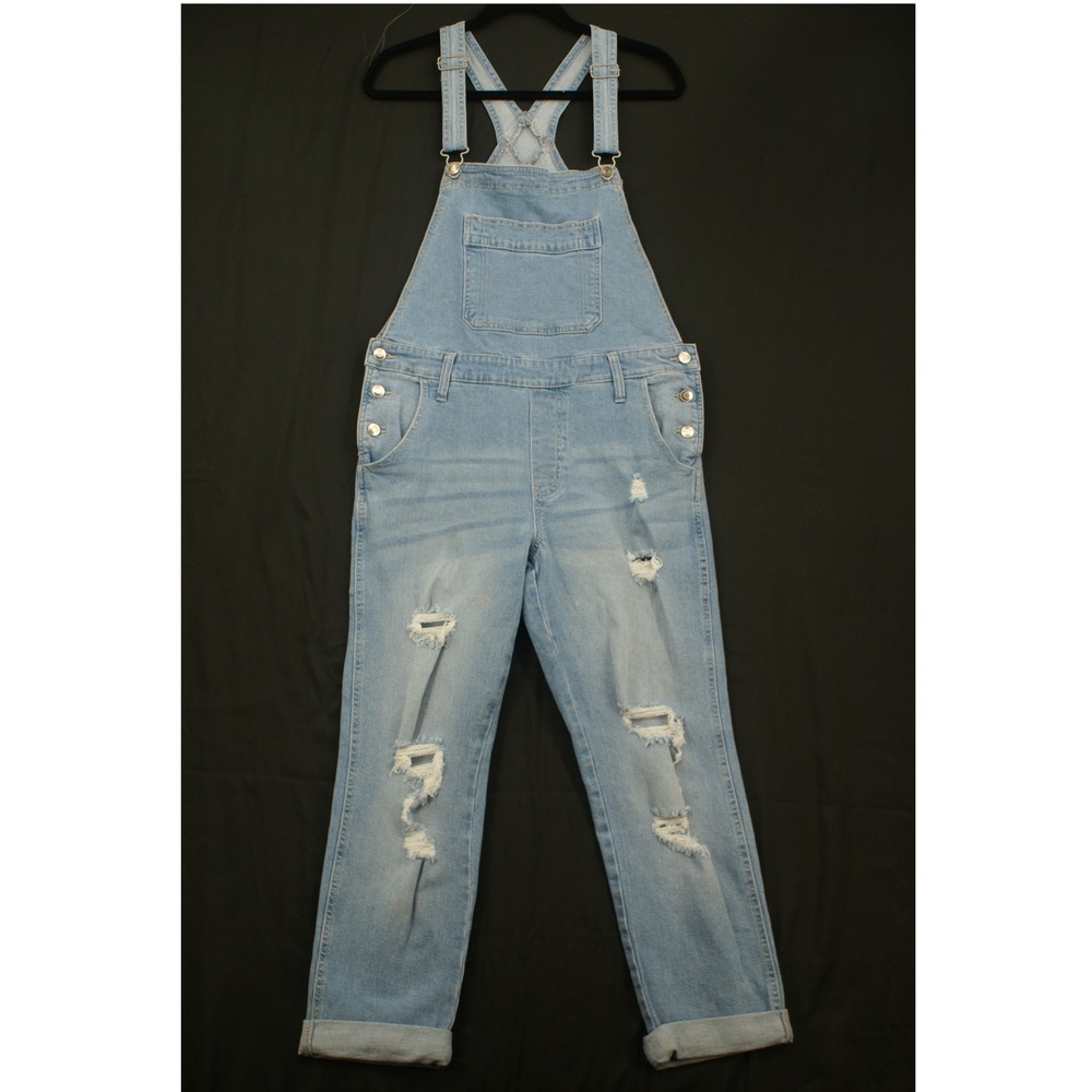 Celebrity Pink Womens Distressed Denim Overalls Light Wash Size M Bib Overalls